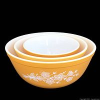 Three nested Butterfly Gold bowls showing exterior pattern and sizes