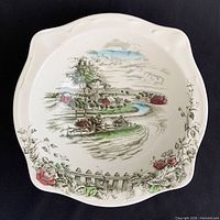 Top view showing full transferware design and condition