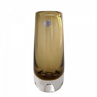 Full view of Magnor amber glass vase front