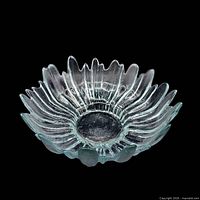 Top view showing clear glass bowl with ice-textured radiating sides