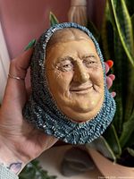 Front view of Bossons Fisherwoman bust showing facial detail and headscarf