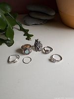 all seven sterling silver rings displayed together