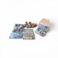 Full lot showing drawer organizer, three compartment boxes and jars