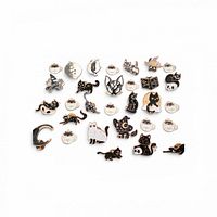 Full layout of all enamel cat pins and charms