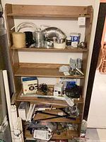 Front view showing full height and shelves with contents (contents not included)