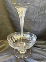 Full view of etched glass epergne stand front
