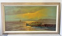 Full view of framed oil painting