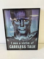 Front view of framed WW2 Careless Talk poster