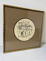 Angled view of framed artwork