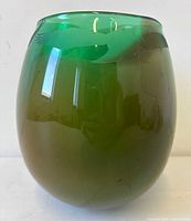 Full view of green art glass vase