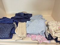 Folded assortment of sleepwear pieces