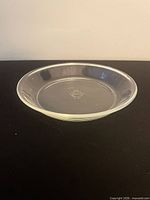 Angled view of the Fire-King clear glass pie plate
