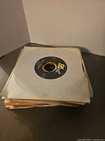 Stack of 7-inch singles in sleeves