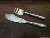 Knife and fork laid out on wood background