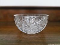 side profile of clear cut glass bowl