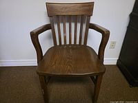 Front view of solid wood mission desk chair