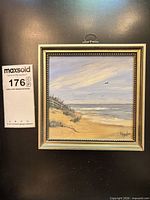 Front view shows entire framed painting with size reference