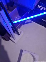 Lamp assembled showing blue LEDs illuminated