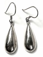 Front view of both sterling silver teardrop earrings with hooks