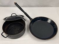 Pot, lid and frying pan overview