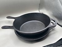 Deep skillet nested with shallow lid
