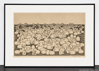 Full view of framed lithograph