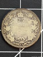Reverse showing 25 CENTS, wreath, crown