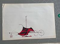 Full view of the signed geometric concept drawing on folded paper