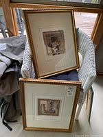 Both framed prints showing size, frames, mats