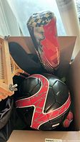 soccer ball, Trek accessory, wooden racquet presses in box