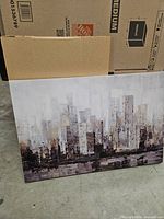 Front view of abstract cityscape canvas art