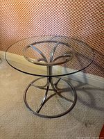 Full view of round glass top side table