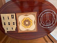 House-shaped metal trivet, square tile trivet, chrome round trivet