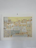 Full view of unframed lithograph hung with clip