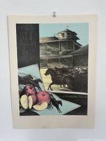 Full view of the unframed lithograph showing imagery and margins