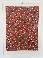 Full view of unframed serigraph on deckle-edge paper hanging on wall