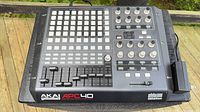 Top view of Akai APC40 controller showing pads, knobs, faders