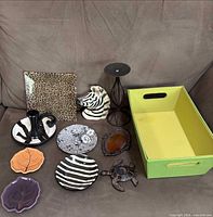 All items arranged on sofa
