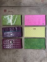 All six handbag covers arranged in two columns, showing colors and textures