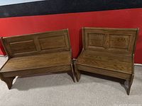 both oak-look benches front view