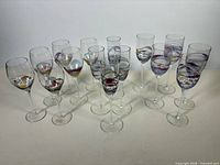 All 15 mosaic stemware pieces grouped