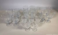 All 17 crystal stemware pieces grouped
