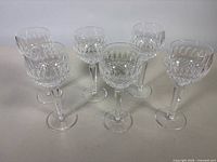 Six Waterford Colleen crystal goblets grouped together