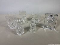 All six Waterford cut crystal pieces grouped together