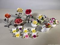 Group shot of all porcelain floral items