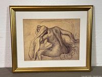 Full view of framed Degas print in gold IKEA frame