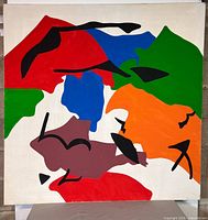 Full view of abstract oil painting on stretched canvas