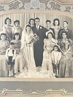 Front view of photograph showing subjects and decorative mat