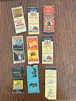 Front view of all nine matchbook covers