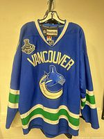 Front view of Vancouver Canucks Stanley Cup Final jersey